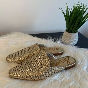 Sam Edelman Gold Woven Mules
